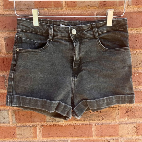 Zara Shorts Zara Distressed Cuffed Jean Shorts Size 6 Faded Black